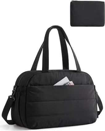 BAGSMART 旅行バッグボストンバッグ、大容量防水ジムバッグ、スポーツ、旅行、日常の外出に適しています、ブラック