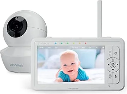 Babysense HD画質ベビーカメラ 見守り ベビーモニター 双方向トーク 室温アラート 2.4 GHz FHSSアプリやWifi不要でセキュリティ万全 上下左右首振りズームカメラ ホワイトノイズ＆子守歌 調光ナイトライト搭載 自動ナイトビジョン ベビーセンスHDS2 カメラ４台まで接続可能 分割画面機能 モニター付き屋内カメラ 720p 設定不要