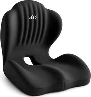 LeYoi 椅子クッション 背もたれ一体型 低反発 オフィスチェア クッション 骨盤・姿勢サポート 滑り止め カバー洗濯可能