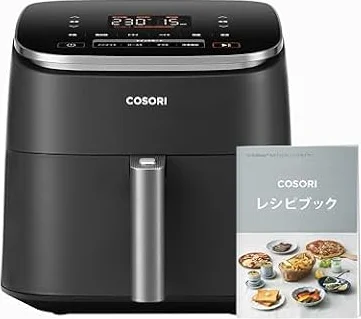 COSORI コソリ ノンフライヤー 6L大容量 家庭用 エアフライヤー DCモーター 高速 最高温230℃ タイマー air fryer 発酵 揚げ物 ポテト 専用レシピ付き ブラック CAF-DC601