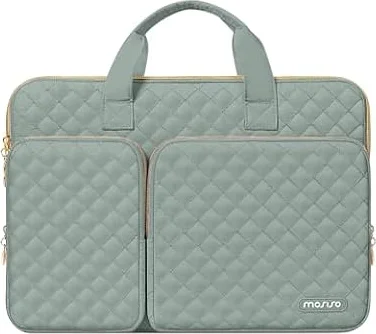 MOSISO 360 保護 ラップトップバッグ 16インチ、2つポケット ＆ 取っ手付 ＆ ベルト付き(レトロ グリーン)