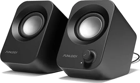 FUNLOGY Speaker（スピーカー/PCスピーカー）【VGP2024受賞】総合14W / ステレオスピーカー/USB給電/重低音/AUX / 3.5mmピン入力【日本ブランド】 (ブラック)
