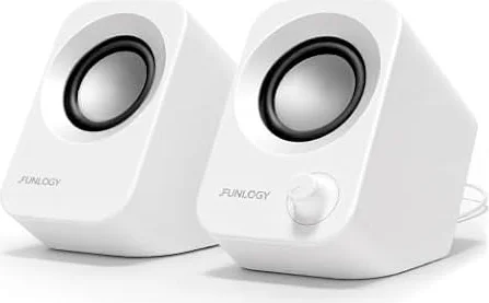 FUNLOGY Speaker（スピーカー/PCスピーカー）【VGP2024受賞】総合14W / ステレオスピーカー/パソコン/USB給電/重低音/AUX / 3.5mmピン入力【日本ブランド】 (ホワイト)