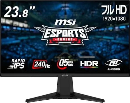 【Amazon.co.jp限定】MSI ゲーミングモニター MAG 245F X24 23.8インチ/フルHD/RAPID IPS/240Hz/0.5ms（GTG、最小値）/HDR/FreeSync Premium/HDMI 2.0/DP 1.2a/VESA100/メーカー3年保証