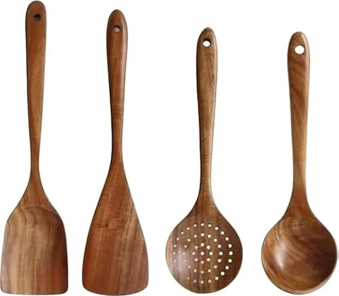 otoye 天然アカシア材 キッチン調理器具セット 木製スプーン&ヘラ 無塗装・非毒性 ノンスティックパン対応 調理フォーク付き 食器洗浄機OK 新築祝い ギフト対応 エコフレンドリー キッチンツール (4)