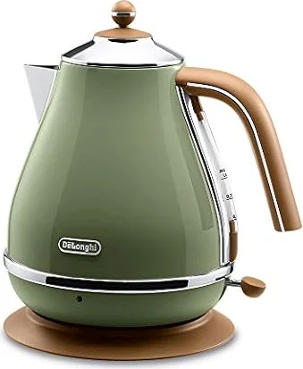 De'Longhi (デロンギ) 電気ケトル アイコナ・ヴィンテージ KBOV1200J-GR ステンレス 1.0L 見やすい水量計 異物混入防止フィルタ 空だき防止機能 簡単お手入れ [オリーブグリーン] デロンギファミリー登録で3年保証