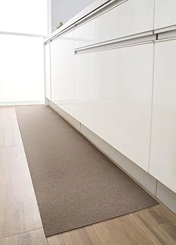 サンコー キッチンマット ずれない 台所マット ロング 45×180cm ブラウン 【日本製 撥水 消臭 洗える】おくだけ吸着 KP-21