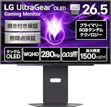 LG 有機EL ゲーミング モニター 27GX700A-B 26.5インチ/WQHD@280Hz/タンデムOLED/0.03ms/HDR TB500