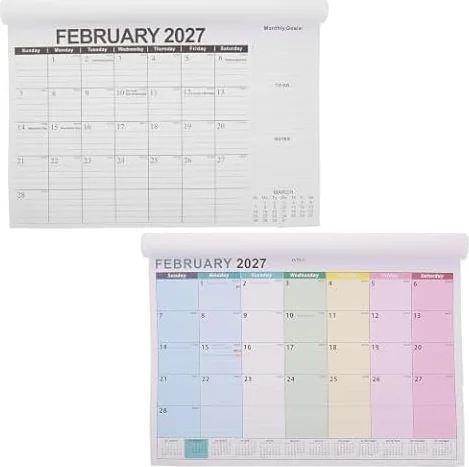 PACKOVE 2個2027年から2028年まで使える18ヶ月デスクパッドカレンダー 紙素材で長期スケジュール管理や国際祝日表示に対応し 書き込みスペースが広くミニカレンダー参照付きで学校やオフィスに