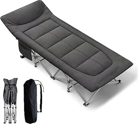 ANYATE 折りたたみベッド 簡易ベッド コット 室内外兼用 アウトドア キャンプ 耐荷重200kg 組み立て不要 収納袋付き (ブラック)