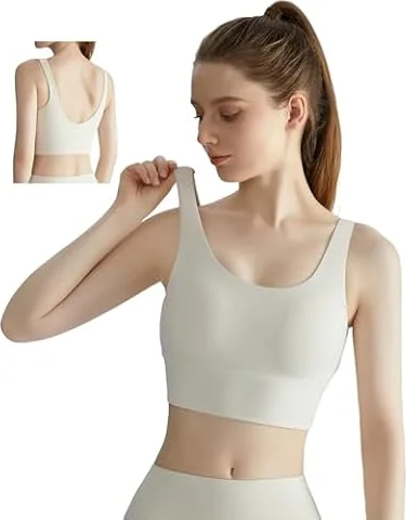 [MORGEN SKY] スポーツブラ ヨガウェア レディース ブラジャー ハイサポート 美背 Uバック WX437 (M, ベージュ)