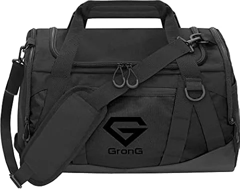 [グロング] スポーツバッグ ジムバッグ ダッフルバッグ シューズ収納 ショルダーベルト付き 25L ブラック