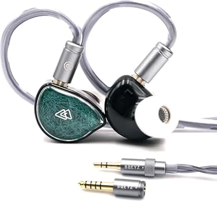 BQEYZ NI HiFiゲーミング インイヤーモニター 有線イヤホン セラミック複合振動膜 ヘッドフォン 3.5mm/4.4mm 着脱式 有線イヤーバッド ゲーミング プレイヤー ステージ対応 (3.5&4.4mm交換可能プラグ 緑)