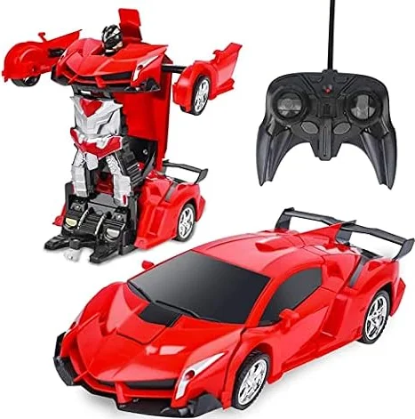 ロボットプラザ(ROBOT PLAZA) ラジコンカー 変形 ロボットおもちゃ ラジコン ワンボタン変形 子供 おもちゃ 誕生日プレゼント (スポーツカー)
