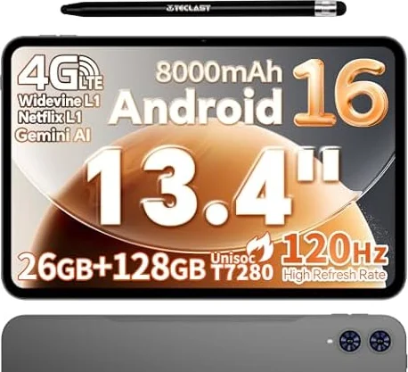 タブレット Android 16 搭載 TECLAST T65 大型 タブレット 13インチ 120Hz 画面、Gemini AI搭載 Tablet