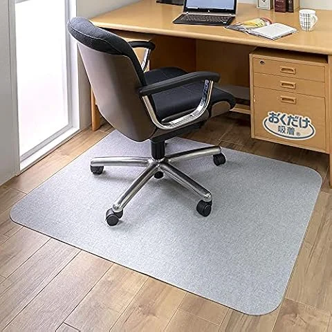 サンコー チェアマット ずれない ゲーミング デスクマット 床保護 マット 滑り止め おくだけ吸着 90×120cm ライトグレー 日本製 KQ-76