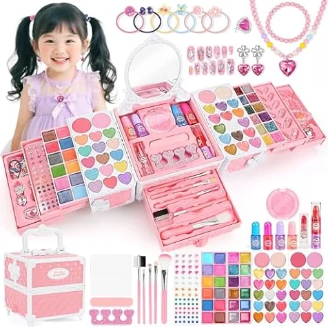 Dreamon メイクセット 女の子 お化粧セット メイクボックス 小学生 おもちゃ キッズコスメ ドレッサー 子供 小学生 女の子 プレゼント 6 7 8 9 10 11 12 13 歳 誕生日 クリスマスプレゼント (ピンク)