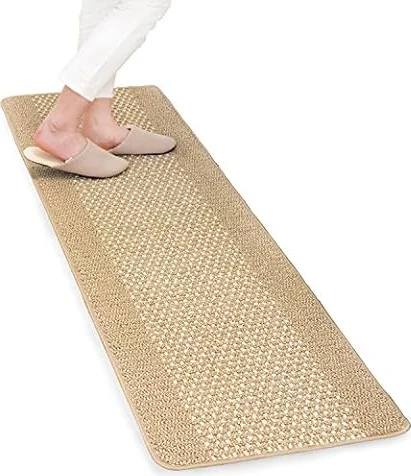 オカ(OKA) 優踏生洗いやすい キッチンマット 約45cm×180cm ベージュ ( 洗える 軽量 滑り止め クッション )